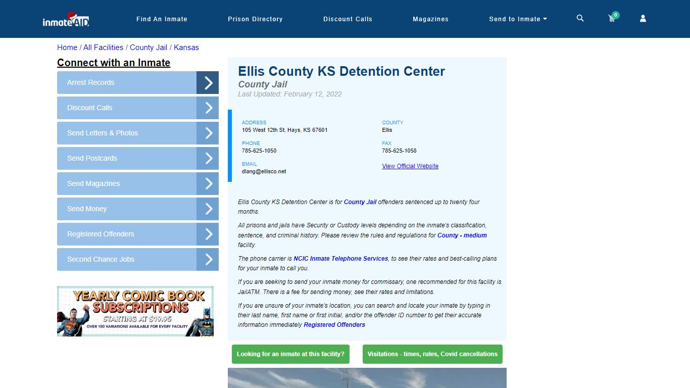 Ellis County KS Detention Center - Inmate Locator - Hays, KS